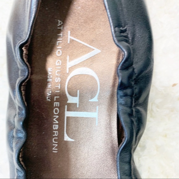 AGL Chain Detail Cap Toe Leather Ballet Flats - Picture 6 of 8